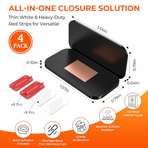 4 Pack Cabinet Magnets for Closure, Black, No Drill Ultra-Thin - color: Black