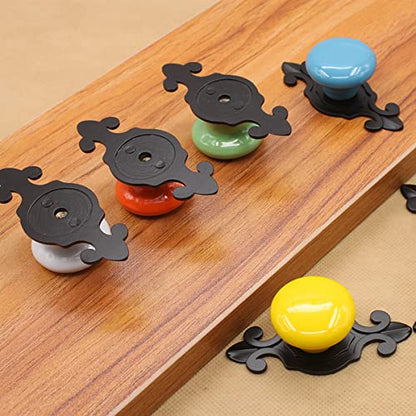 HUAMULAN Crystal Clear Cabinet Pull Knobs Black Zinc Alloy Backplate 10Pack - color: HRJ532-BlackWhite-10PACK