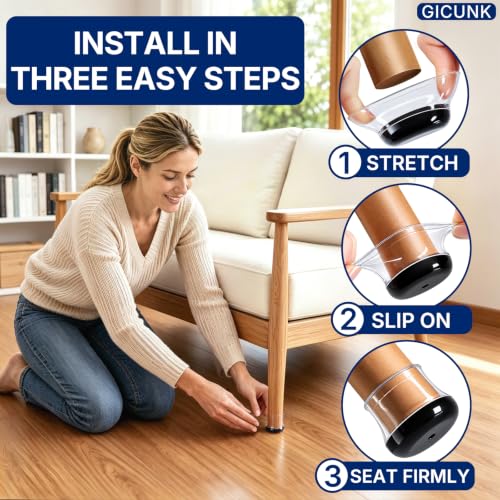GICUNK 28 Pcs Chair Leg Floor Protectors for Carpet Round Clear - size: Round S