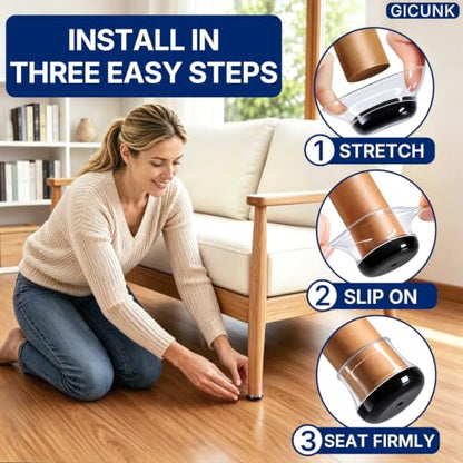 GICUNK 28 Pcs Chair Leg Floor Protectors for Carpet Round Clear - size: Round S