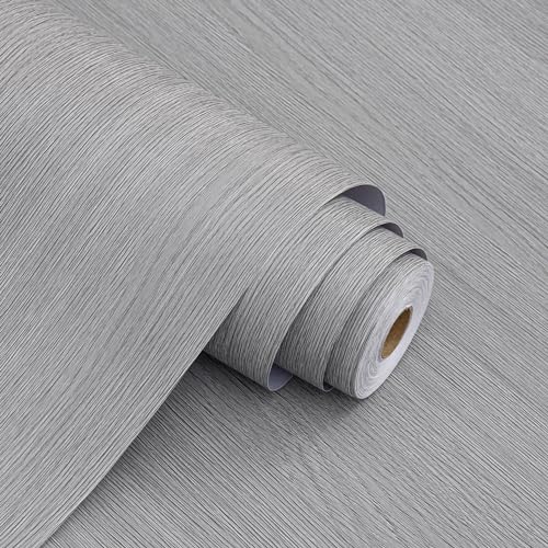 Haimin Wallpaper 24" x 393" Wood Contact Paper Peel and Stick Vinyl Roll - color: Grey (04)
