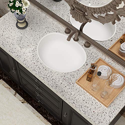 Livelynine Terrazzo Contact Paper White Granite Countertop Wallpaper Waterproof Peel and Stick Countertops for Kitchen Bathroom Counter Top Covers Desk Table Sticker Cabinet Covering 15.8x78.8 Inch - size: 15.8" x 78.8"