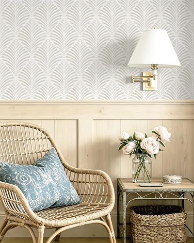 Safiyya Peel and Stick Wallpaper Boho Contact Paper Beige Neutral Modern Geometric Wall Paper Self Adhesive Waterproof Removable Wallpaper for Bedroom Bathroom Laundry Room Vinyl 17.3"x78.7" - color: Beige and White, size: 17.3" x 78.7"