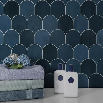 10-Sheet Fish Scale Peel and Stick Backsplash Tile, 11.4" x 10.9" Stone Composite Scallop Handmade Looks Self-Adhesive Wall Tiles for Kitchen Bathroom, Blue Mixed - color: Blue Mixed, size: Fish Scale