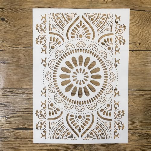 TIAMECH A4 Reusable Vertical Mandala Lace Stencil for Painting - color: Vertical Mandala Lace