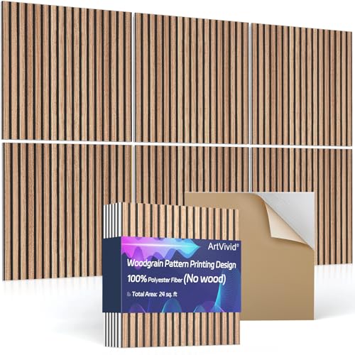 ArtVivid 6 Pack Large Acoustic Panels, Sound Proof Foam Panels for Walls - color: Natural Walnut, size: 24"×24"(6pcs)