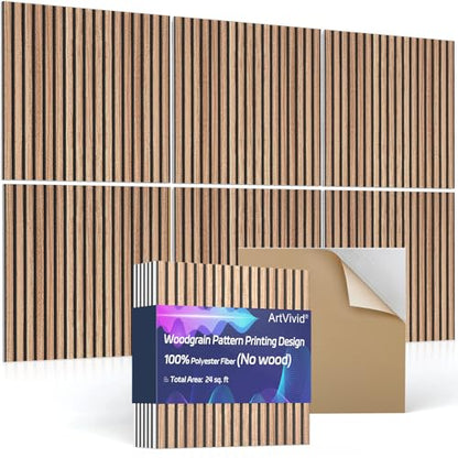 ArtVivid 6 Pack Large Acoustic Panels, Sound Proof Foam Panels for Walls - color: Natural Walnut, size: 24"×24"(6pcs)