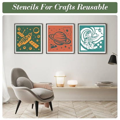 Space Astronaut Stencils for Crafts Reusable 20Pcs Stencils(5.9X5.9 Inch) - color: Astronauts