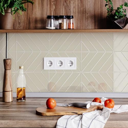 STICKGOO Herringbone Peel and Stick Backsplash, Light Gray Beige, 10 Sheets - color: Light Gray Beige, size: Pack of 10