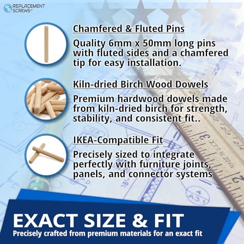 ReplacementScrews Wooden Dowel Pins Compatible with IKEA Part 101339