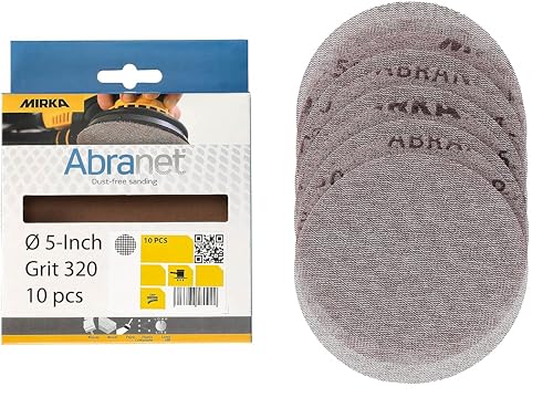 Mirka Abranet 5 Inch 320 Grit Mesh Sanding Discs, Hook and Loop, 10 Pack - size: Grit 320