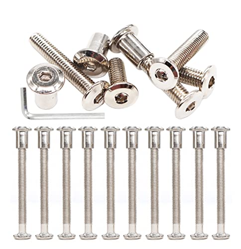 cSeao 12-Pack M6x60mm Allen Rivet Bolts Rivets Cap Nuts for Furniture Connecting Nickel Plated - size: M6x60mm 12-Pack