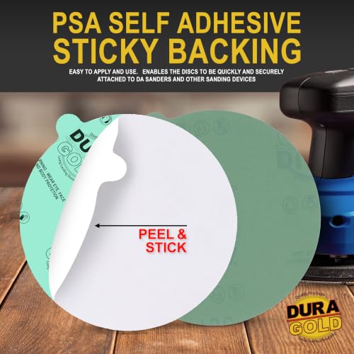 Dura-Gold Premium 5" Green Film PSA Sanding Discs - 1200 Grit (Box of 50) - size: 1200-Grit