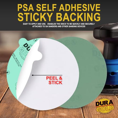 Dura-Gold Premium 5" Green Film PSA Sanding Discs - 1200 Grit (Box of 50) - size: 1200-Grit