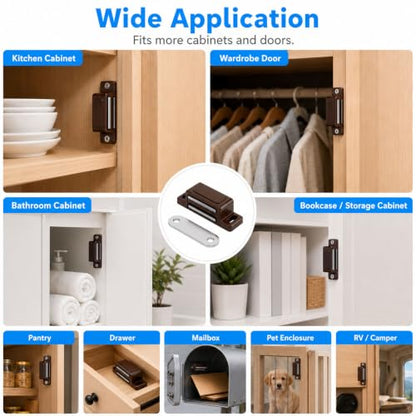 12 Pack Cabinet Magnets for Closure, Tight-Latching Magnetic Door Catch - color: Brown