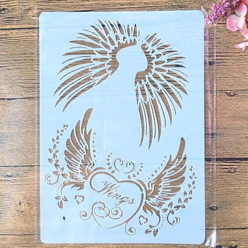 TIAMECH A4 Reusable Pair Wings Stencil for Painting - style: Angel Wings