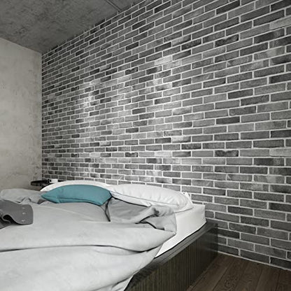 Art3d 10-Pack Durable Faux Brick Peel and Stick 3D Wall Panels, Stone Ash - color: Stone ash, size: 10pcs-27x27inch