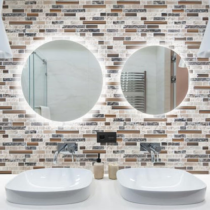 Art3d Linear Design Tile Peel and Stick Backsplash, 10-Sheet, Sandstone - color: Sandstone, size: 12 x 12 Inch