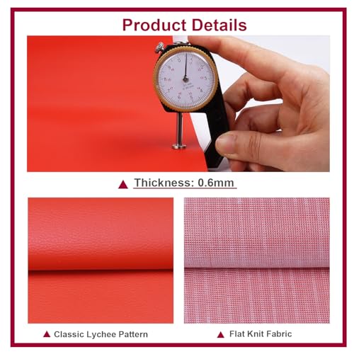 Marine Vinyl Fabric Waterproof Leather Material 55"×36" Red - color: Red, size: 36"×54"