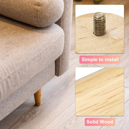 uxcell 4 Pack Furniture Legs, 3 Inch Round Wood Legs, Replacement Chair Feet for Couch Sofa Chair Bed Dresser Cabinet - size: 3 inch