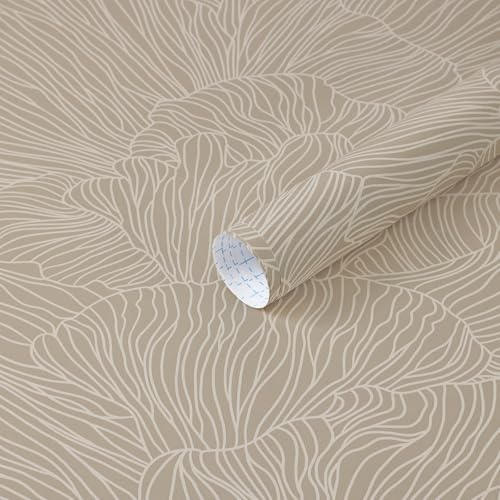 Heroad Peel and Stick Wallpaper Boho Brown Contact Paper 17.3"x78.7" Striped Wall Paper Modern Removable Self Adhesive Wallpaper for Bathroom Bedroom Cabinet Waterproof Neutral Wall Decor Vinyl Roll - color: Brown and Beige, size: 17.3" x 78.7"