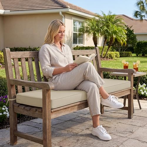 Summsun Outdoor Bench Cushion Pad, 42 x 18 x 3 Inch, Beige - color: Beige, size: 42x18x3 Inch