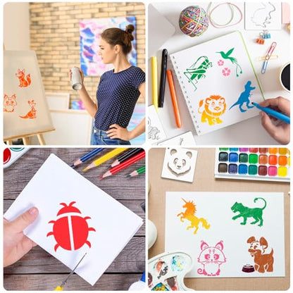 Augshy 56 Pcs Animal Stencils for Painting Craft Drawing Templates for Kids - style: Animals