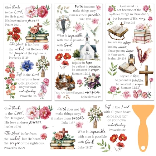 3 Sheets Classical Bible Rub On Transfers for Crafts-5.9 x 11.8 inches Easy-to-use Rub on Transfer Decals for Wood,Glass, Leather,Porcelain,Craft Projects-Home Decoration Stickers - style: Biblical words