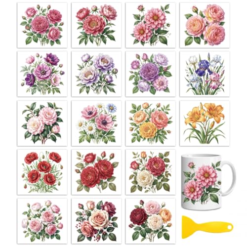 Peacoblue Vintage Flowers Rub On Transfers for Craft, Transfer Sticker - style: Vintage Flowers