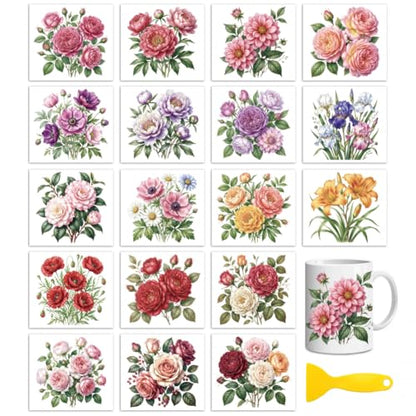 Peacoblue Vintage Flowers Rub On Transfers for Craft, Transfer Sticker - style: Vintage Flowers