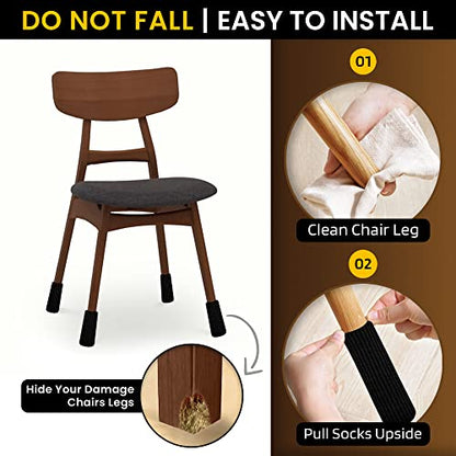 Chair Leg Socks 16/24/32 Pcs Black Furniture Leg Covers Floor - color: Black, size: 32 Pcs