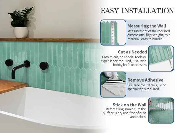 10 Sheets Long Hexagon Tile Peel and Stick Backsplash - color: Cyan