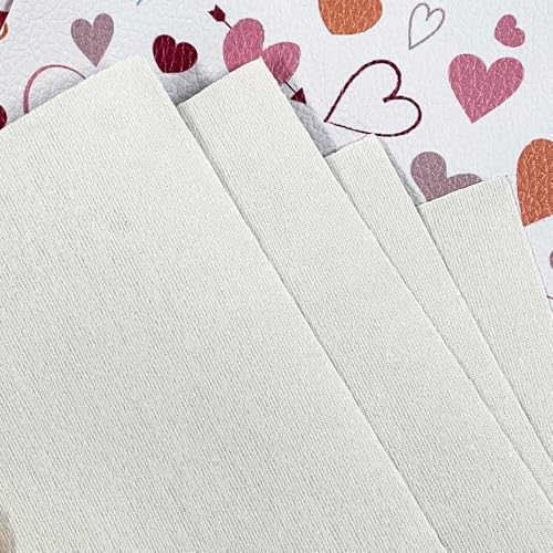 ONEART | 5 Pcs Printed Lychee Texture Faux Leather Sheets, 8"×12" Colorful PU Synthetic Vinyl Leather Fabric for Earrings DIY Crafts Making-Love - color: Love