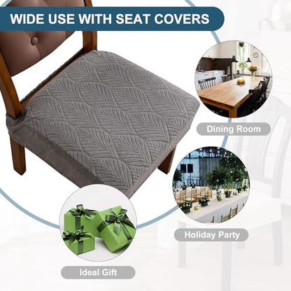 Waterproof Stretch Dining Chair Seat Covers, Set of 6 Med Gray - color: Med Gray, size: 16-20in-Rear-gapped