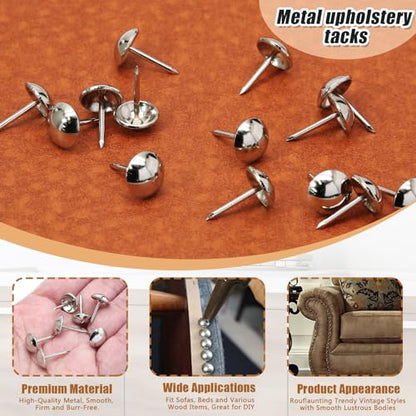 Silver Antique Upholstery Tacks, 200Pcs - color: Silver