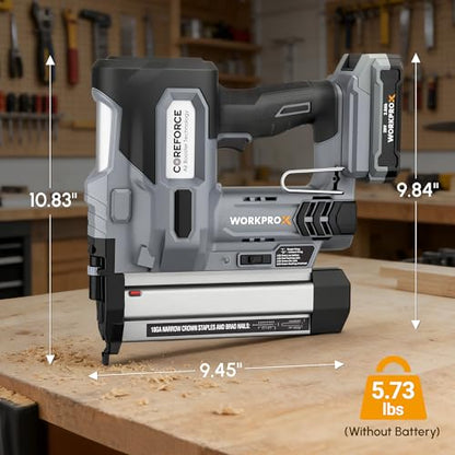 WORKPROX 20V Cordless Brad Nailer Kit, 18 Gauge 2-in-1 Nail & Staple Gun