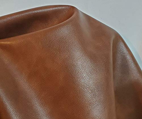 Mid Brown 2 Tone Vegan Faux Leather Synthetic Pleather 0.9 mm Madison 1/2 Yard 18-20 inch Wide x 54 inch Length Soft Smooth Upholstery Half Yard (18" x 54") (Brown) - color: Brown
