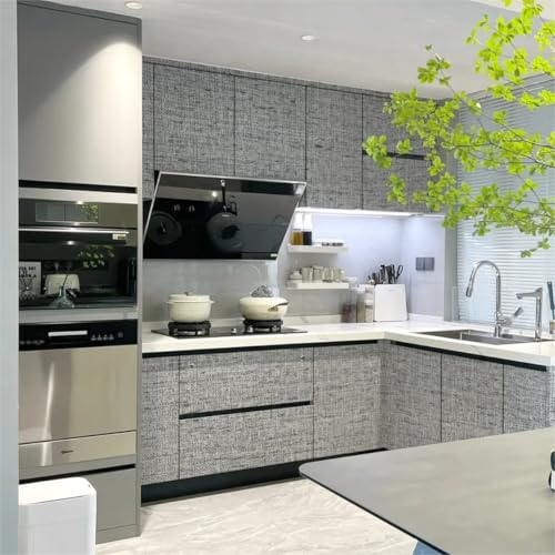 Gray Grasscloth Peel and Stick Wallpaper Textured 15.7in x 118.1in - color: Gray, size: 15.7" x 118.1"