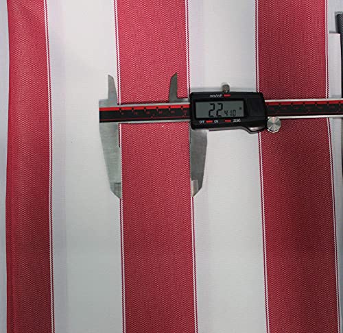 Mybecca Stripe Canvas Canvas Oxford Polyester Fabric 60" RED/White (5 Yards) - color: Red / White, size: 5 YARDS