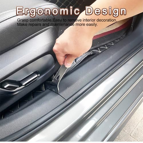 Auto Trim Removal Tool Set Stianless Steel, 6pcs Fastener Remover Tool kit, Metal Pry Tool Kit for Car Door Panel & Audio Stereo, Dashboard Removal Kit, Interior & Interior Trim Puller