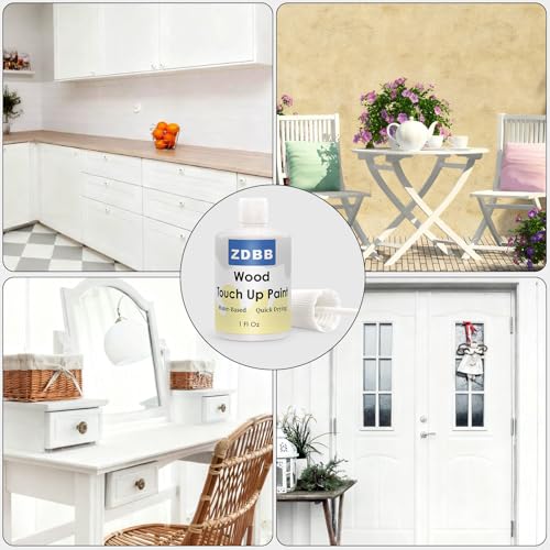Wood Touch Up Paint - 1 Oz Touch Up Paint Pen for Wood Refinishing, Quick-Dry Paint for Scratches, Spots and Chips on Furniture, Tables,Cabinets, Doors, and Dressers (White)