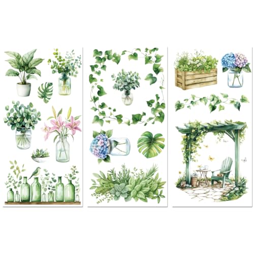 Peacoblue Vases and Plants Rub On Transfers for Furniture Craft 6"x12" - style: Vases and Plants