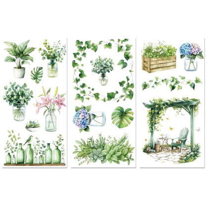 Peacoblue Vases and Plants Rub On Transfers for Furniture Craft 6"x12" - style: Vases and Plants