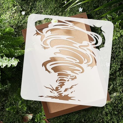 Tornado Wall Stencil for Painting 11.8" x 11.8" Reusable Plastic - style: Tornado