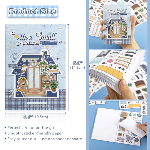 500+ Journaling Sticker Book – Daily Life for Adults & Teens - color: Shop & Town - 20 Sheets