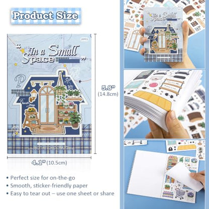 500+ Journaling Sticker Book – Daily Life for Adults & Teens - color: Shop & Town - 20 Sheets