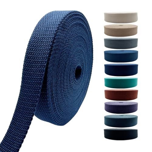 1 Inch Heavy Cotton Webbing 10 Yard Webbing Straps for Bags Handles,Tote Bag Webbing，Cloth Belt,Making Outdoor Supplies - color: Navy Blue