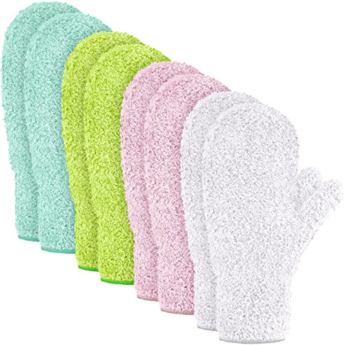 Bencailor 4 Pair Microfiber Dust Mitt, Pink, Water Blue, Grass Green, White - color: Pink, Water Blue, Grass Green, White