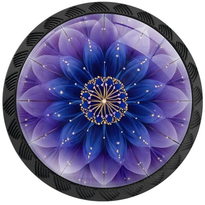 4 Pack Purple Mandala Flower Cabinet Knobs for Kitchen Bathroom - size: 1.37"L x 1.1"W