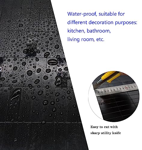 XUANINY Peel and Stick Tile Backsplash Self- Adhesive Wall Tiles Aluminum Mosaic Sticker for Kitchen (11.33"x11.92" Per Sheet, Pack of 5 pcs) (Black Brushed 5) - color: Black Brushed 5